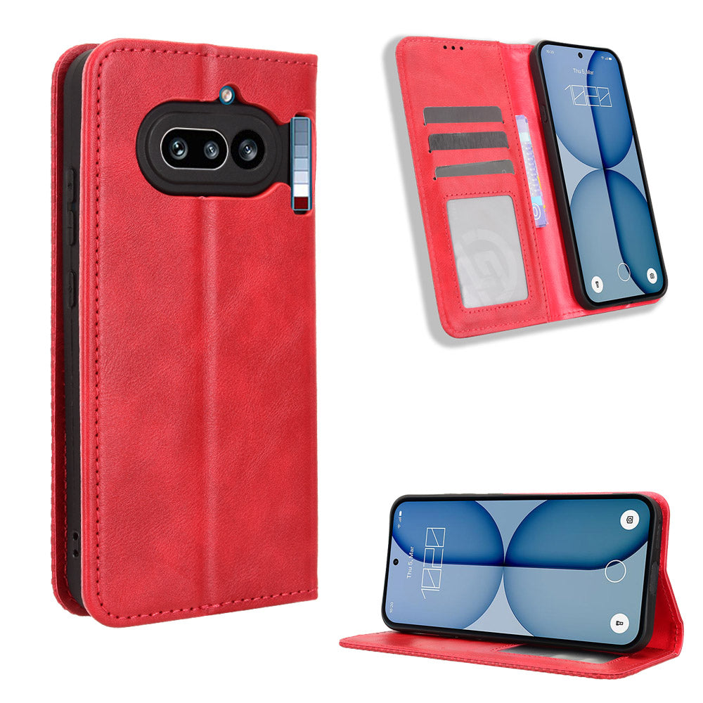 Nothing Phone (4a) Wallet-Handyhülle – Aus strapazierfähigem PU-Leder, mit Standfunktion & integriertem Portemonnaie