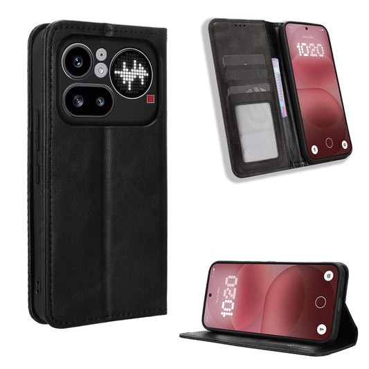 Nothing Phone (4a) Pro Wallet-Handyhülle – Aus strapazierfähigem PU-Leder, mit Standfunktion & integriertem Portemonnaie