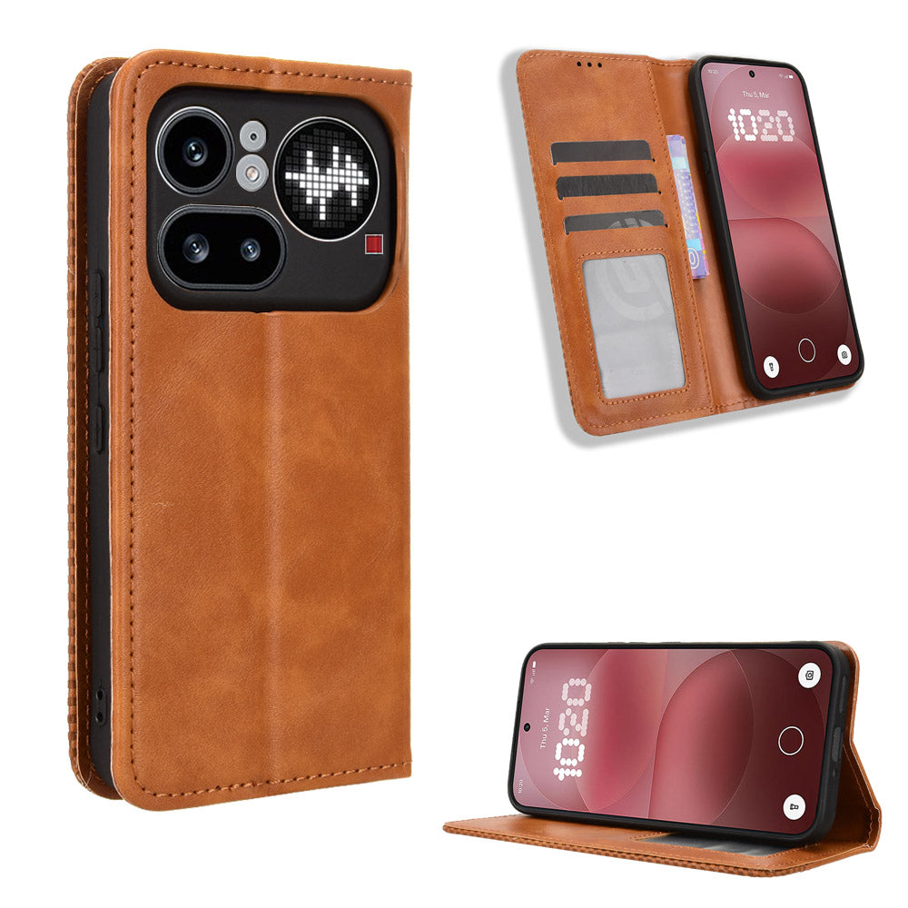 Nothing Phone (4a) Pro Wallet-Handyhülle – Aus strapazierfähigem PU-Leder, mit Standfunktion & integriertem Portemonnaie