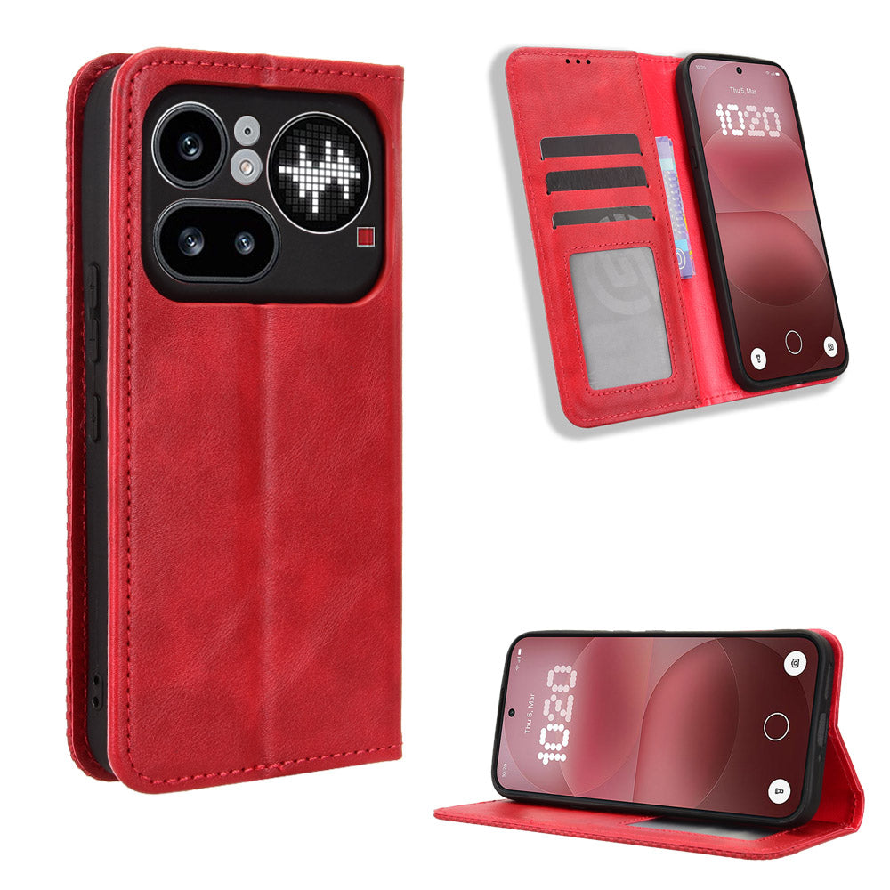 Nothing Phone (4a) Pro Wallet-Handyhülle – Aus strapazierfähigem PU-Leder, mit Standfunktion & integriertem Portemonnaie