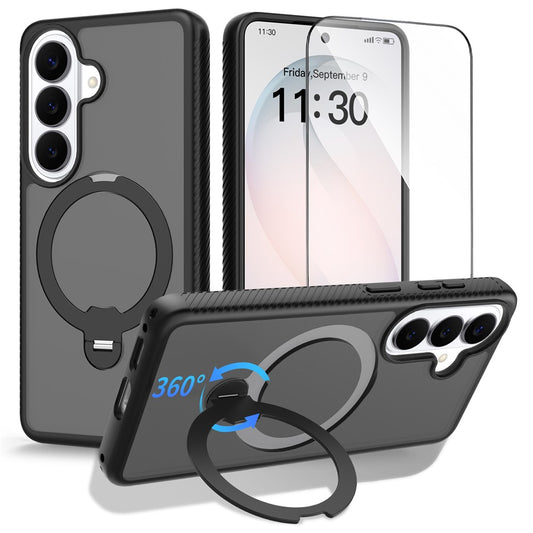 Galaxy S26 Handyhülle – Magnetische , mattes, flüssiges Silikon, TPU, stoßfeste mit Ständer und gehärtetem Glas