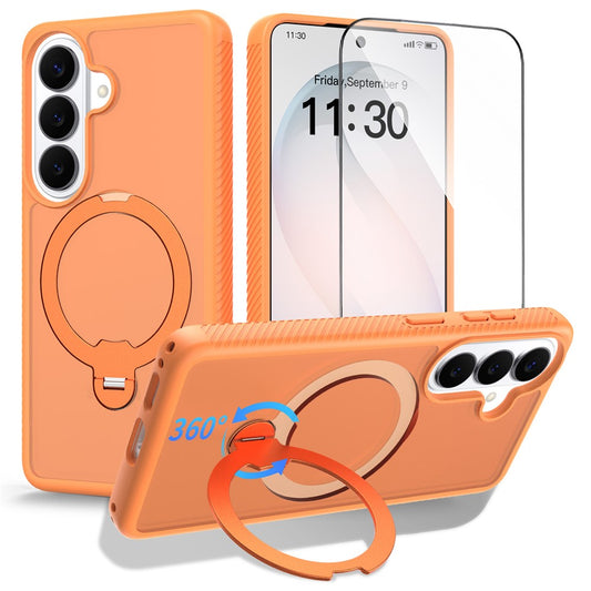 Galaxy S26 Handyhülle – Magnetische , mattes, flüssiges Silikon, TPU, stoßfeste mit Ständer und gehärtetem Glas