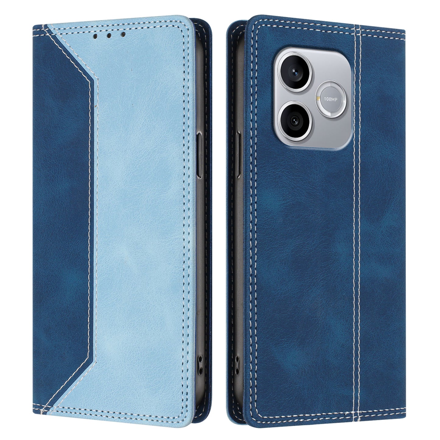 For Honor 600 Lite 5G Leather Case Skin Touch Color Splicing RFID Blocking Wallet Stand Phone Cover