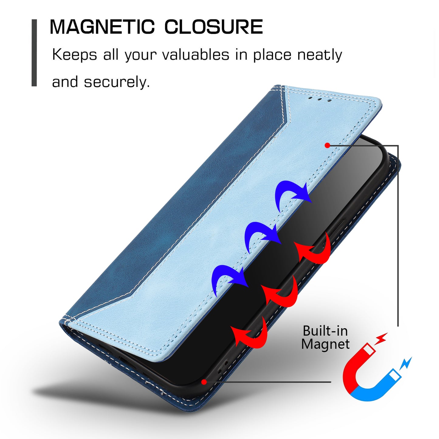 For Honor 600 Lite 5G Leather Case Skin Touch Color Splicing RFID Blocking Wallet Stand Phone Cover