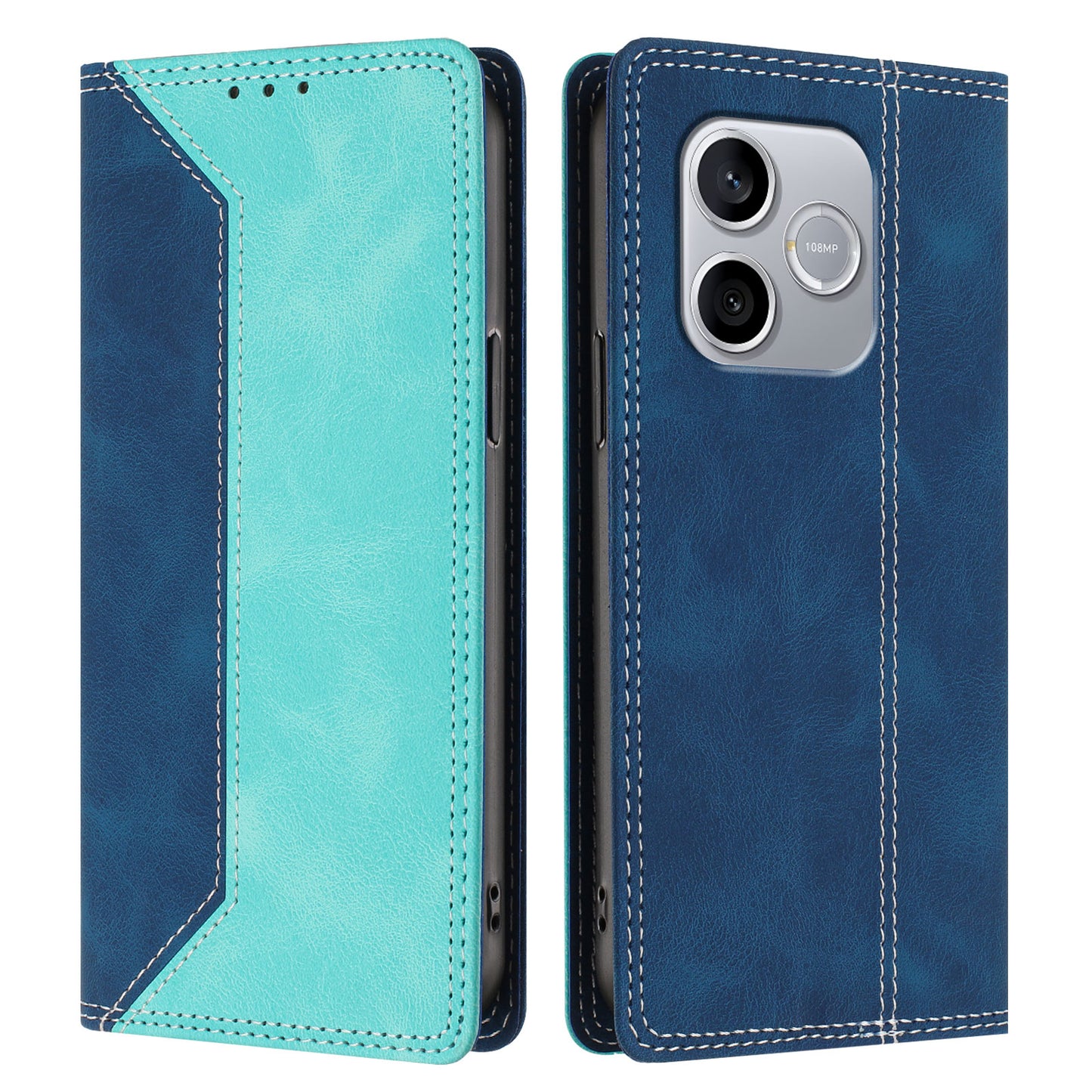 For Honor 600 Lite 5G Leather Case Skin Touch Color Splicing RFID Blocking Wallet Stand Phone Cover