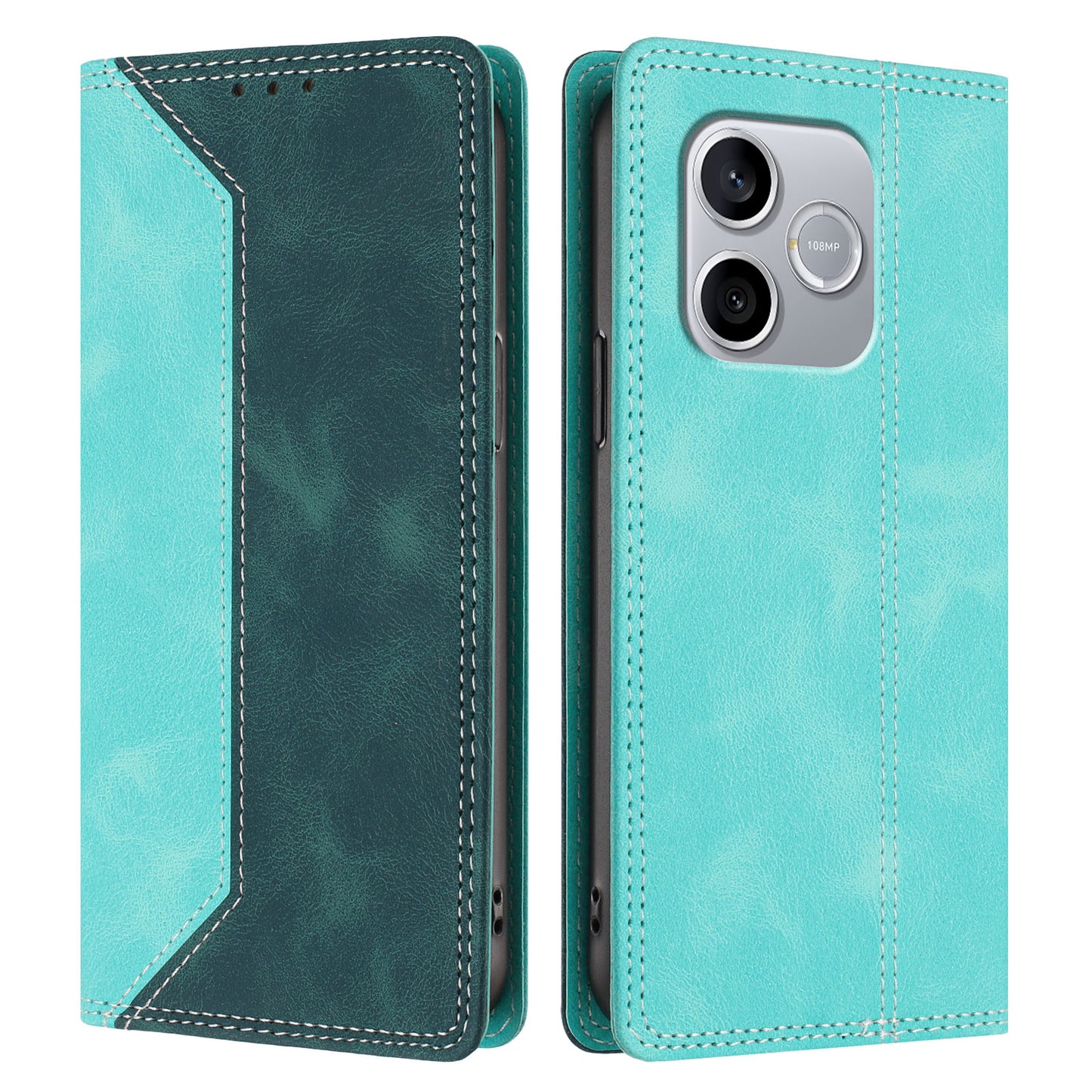 For Honor 600 Lite 5G Leather Case Skin Touch Color Splicing RFID Blocking Wallet Stand Phone Cover