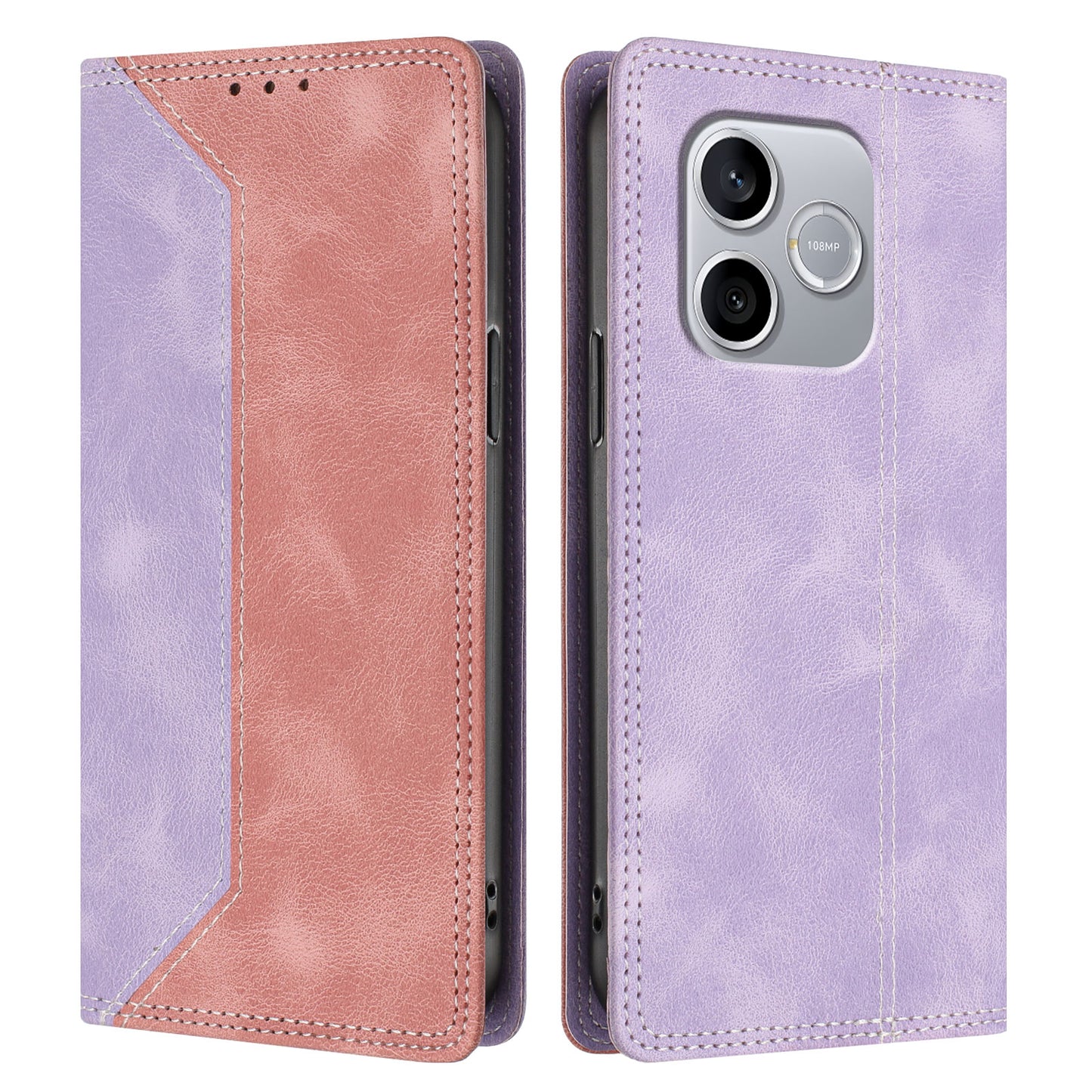 For Honor 600 Lite 5G Leather Case Skin Touch Color Splicing RFID Blocking Wallet Stand Phone Cover