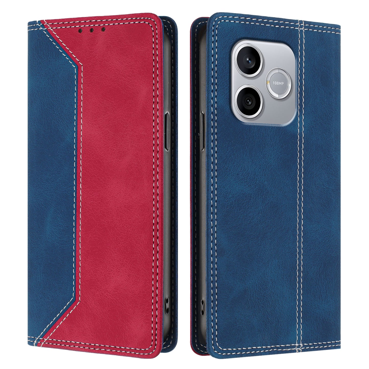 For Honor 600 Lite 5G Leather Case Skin Touch Color Splicing RFID Blocking Wallet Stand Phone Cover