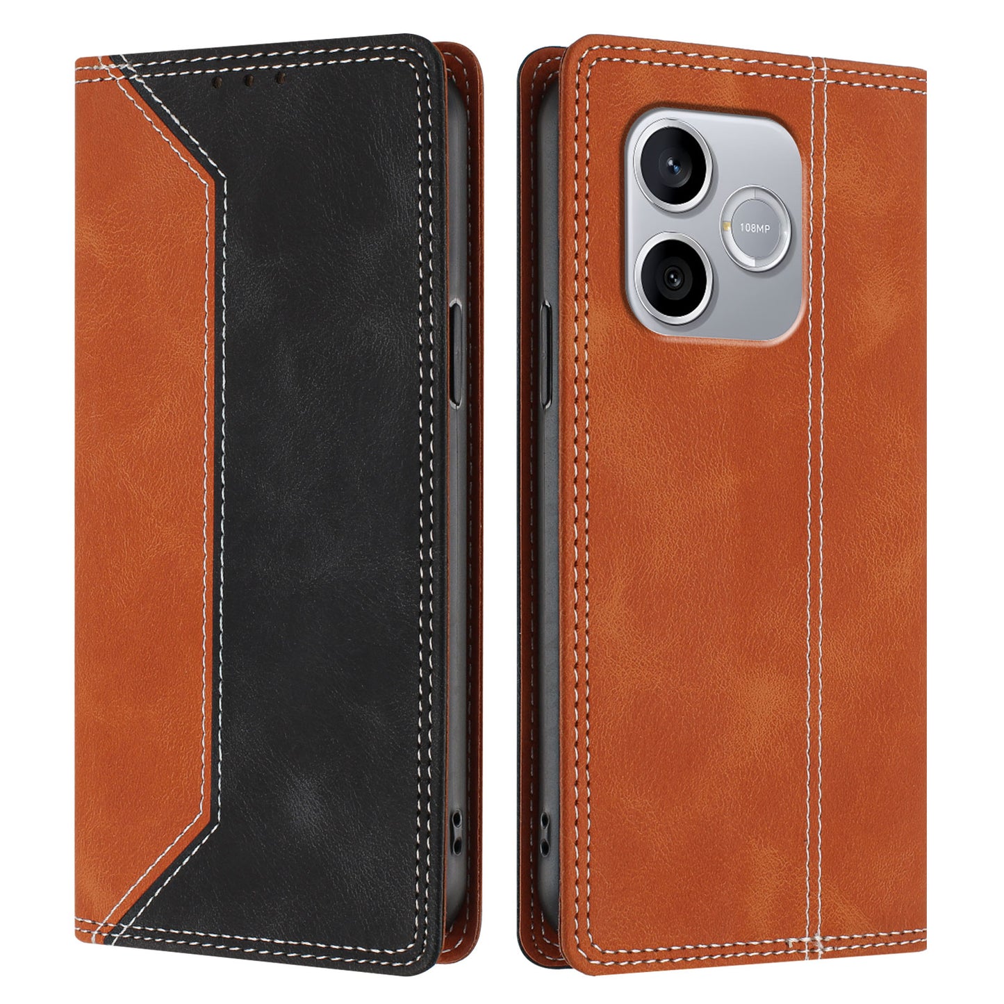 For Honor 600 Lite 5G Leather Case Skin Touch Color Splicing RFID Blocking Wallet Stand Phone Cover