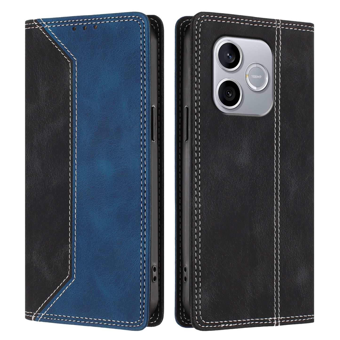 For Honor 600 Lite 5G Leather Case Skin Touch Color Splicing RFID Blocking Wallet Stand Phone Cover