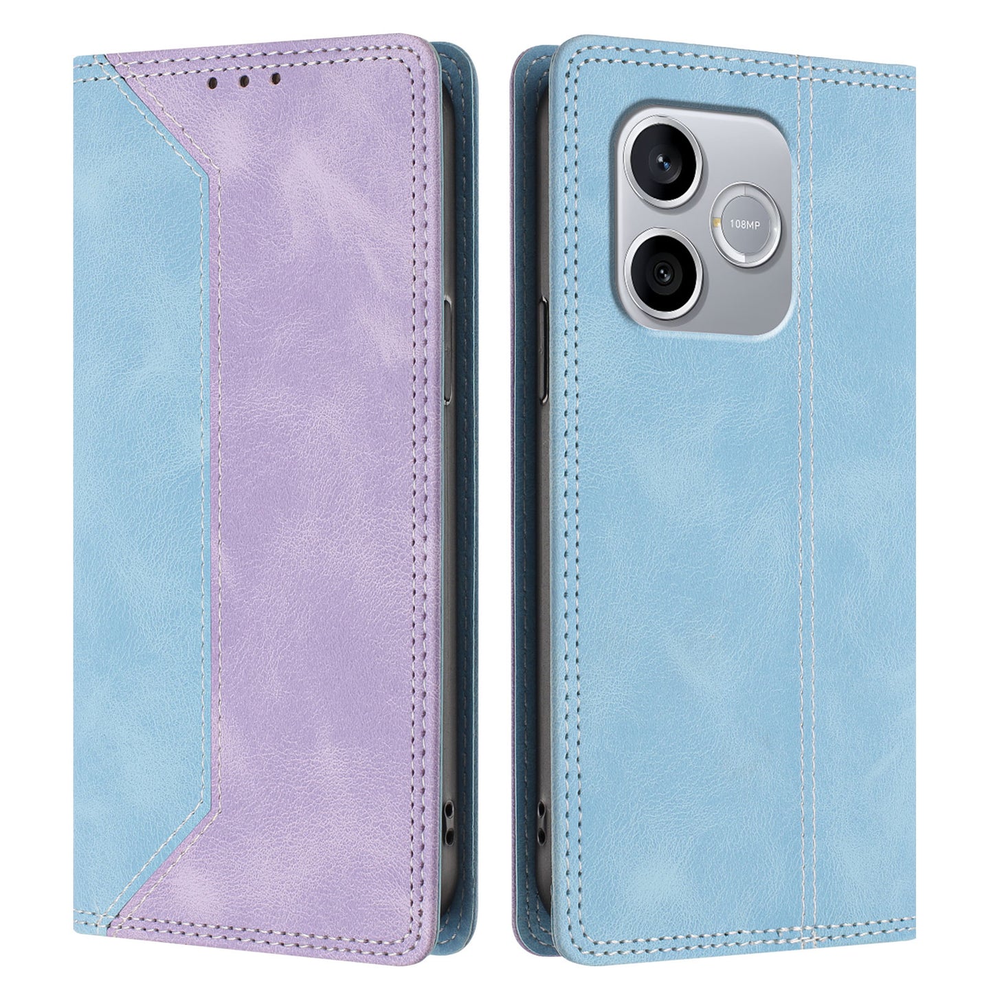 For Honor 600 Lite 5G Leather Case Skin Touch Color Splicing RFID Blocking Wallet Stand Phone Cover