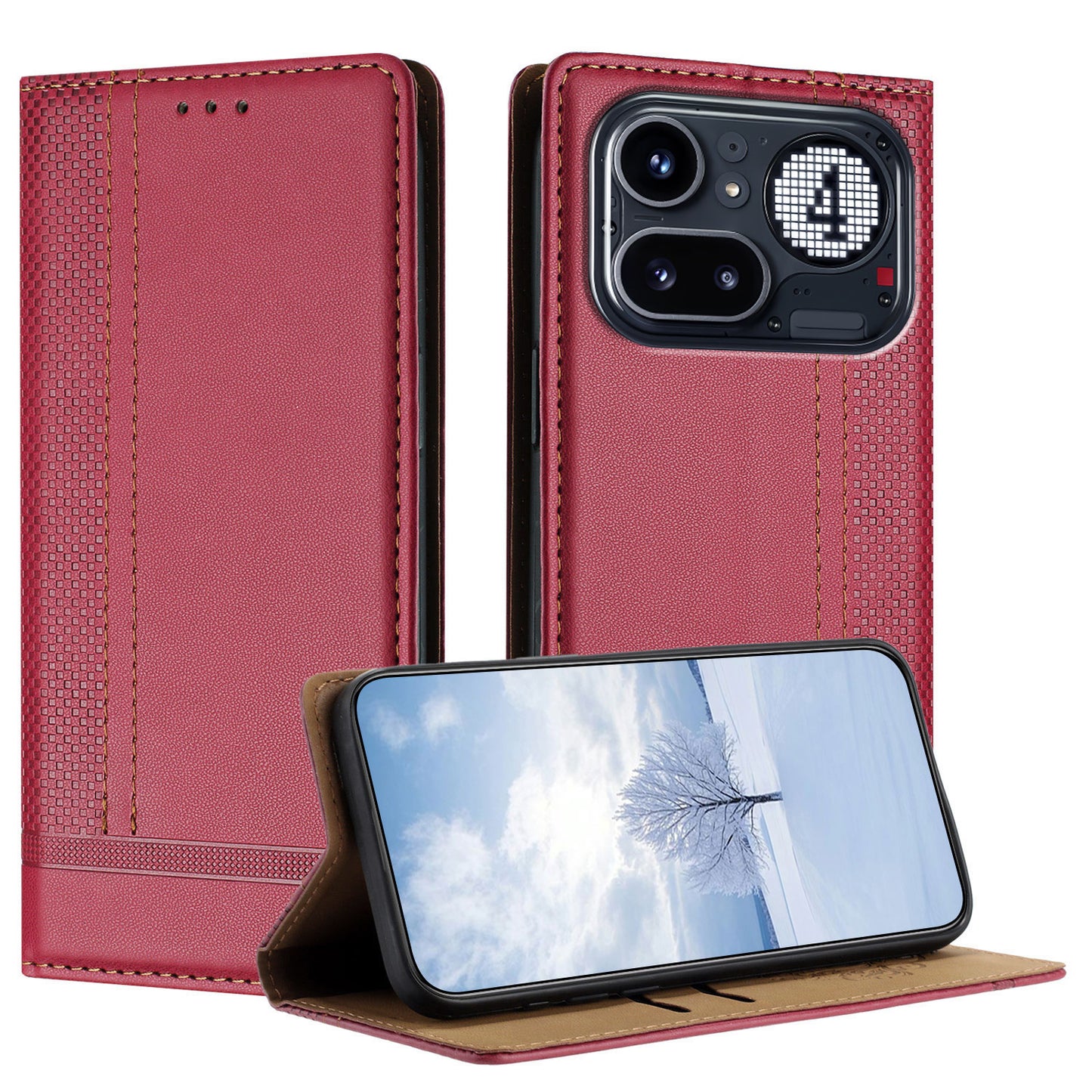 For Nothing Phone (4a) Pro Case L-Shaped Grid Pattern Leather Stand Phone Cover with Card Slots