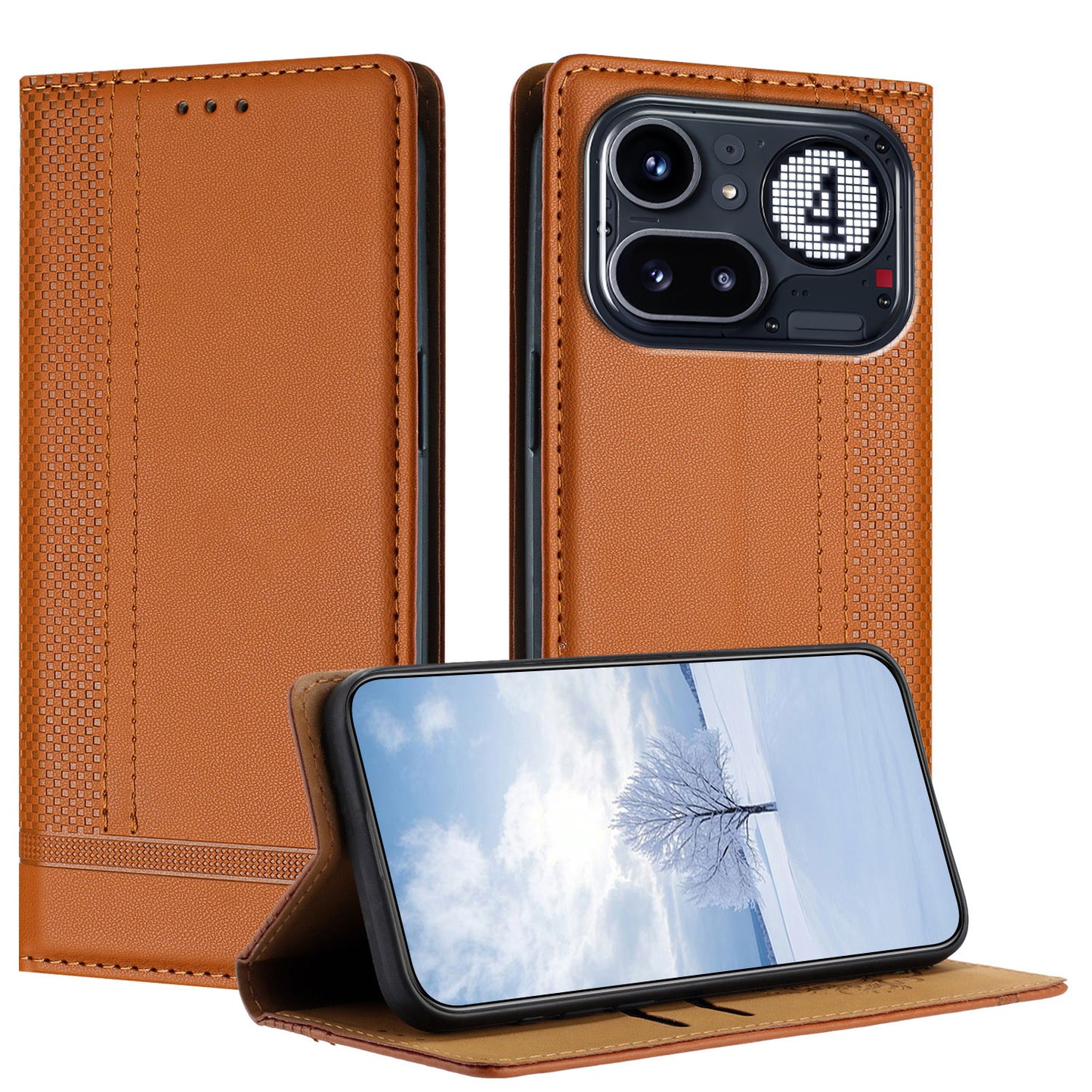 For Nothing Phone (4a) Pro Case L-Shaped Grid Pattern Leather Stand Phone Cover with Card Slots