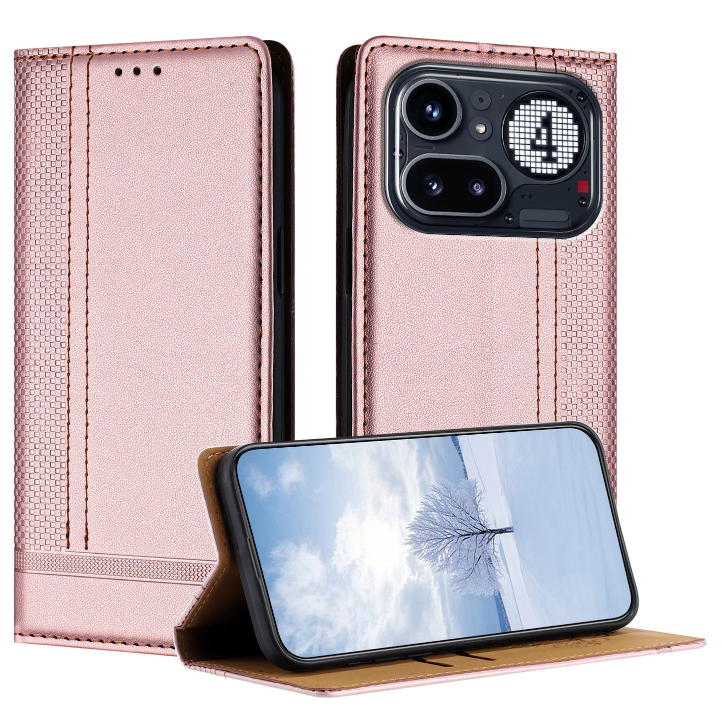 For Nothing Phone (4a) Pro Case L-Shaped Grid Pattern Leather Stand Phone Cover with Card Slots