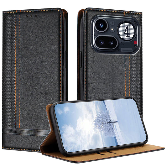 For Nothing Phone (4a) Pro Case L-Shaped Grid Pattern Leather Stand Phone Cover with Card Slots