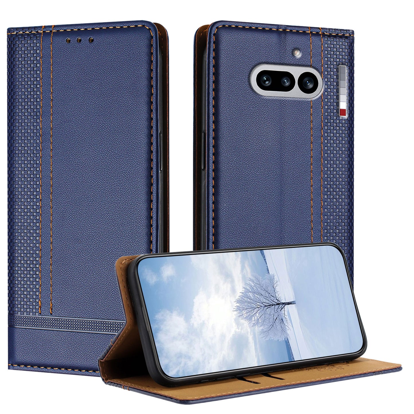 For Nothing Phone (4a) Case L-Shaped Grid Pattern Leather Stand Phone Cover with Card Slots