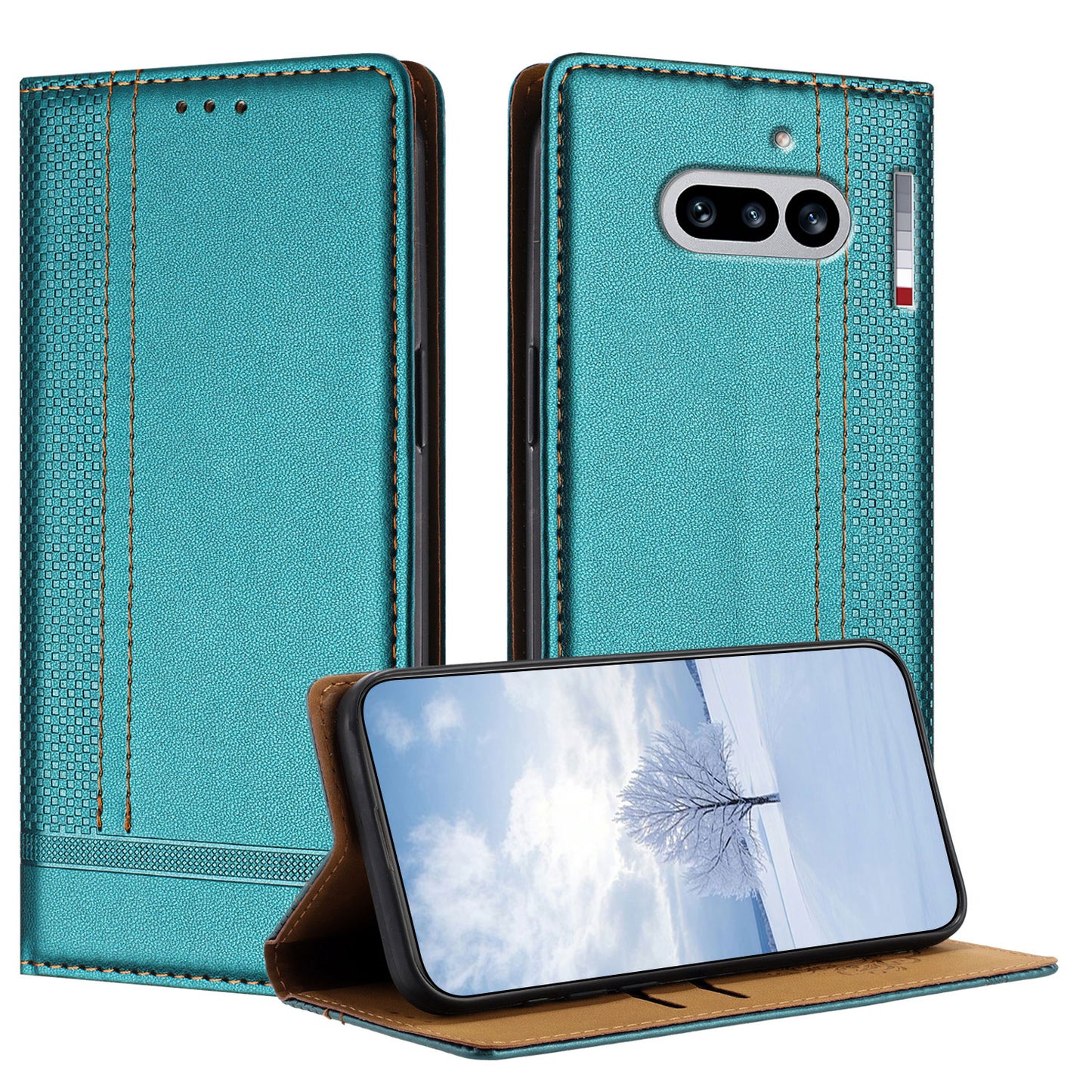 For Nothing Phone (4a) Case L-Shaped Grid Pattern Leather Stand Phone Cover with Card Slots