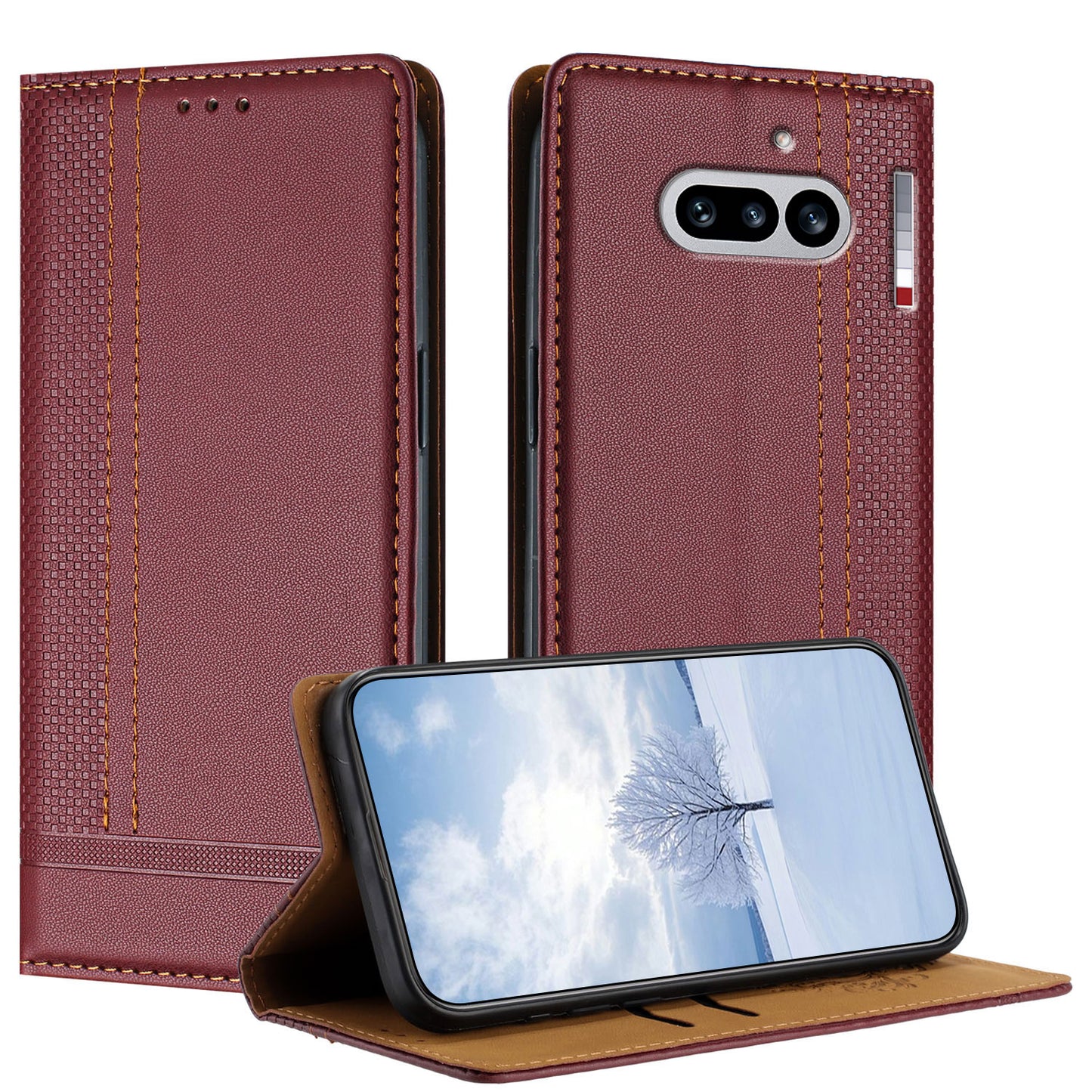 For Nothing Phone (4a) Case L-Shaped Grid Pattern Leather Stand Phone Cover with Card Slots