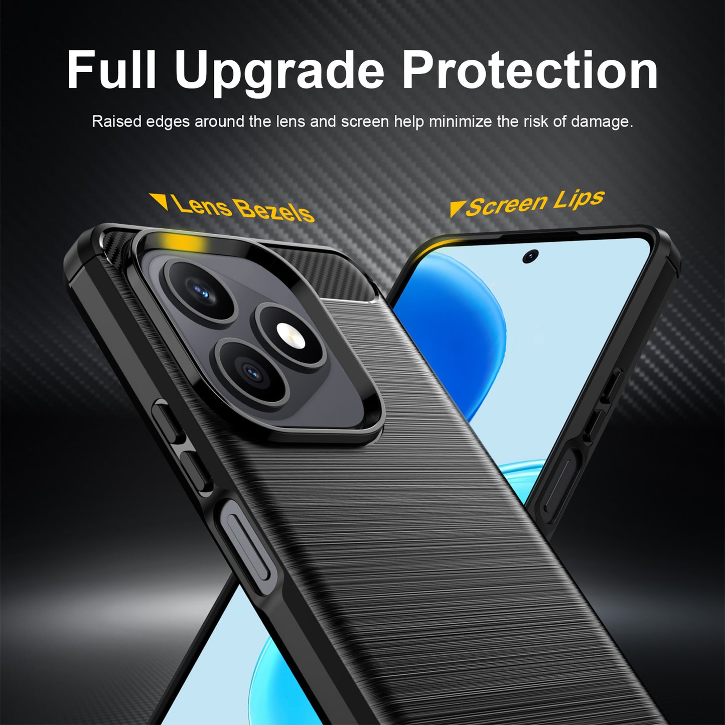 Mofi For Honor X8d 4G Back Cover Brushed Texture Carbon Fiber Soft TPU Case