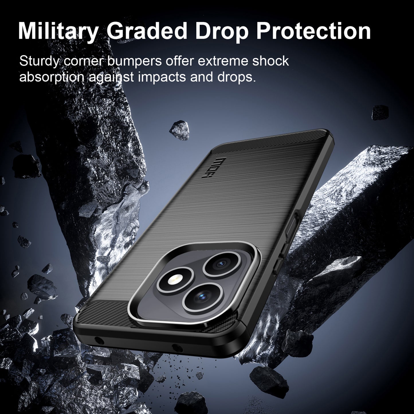 Mofi For Honor X8d 4G Back Cover Brushed Texture Carbon Fiber Soft TPU Case