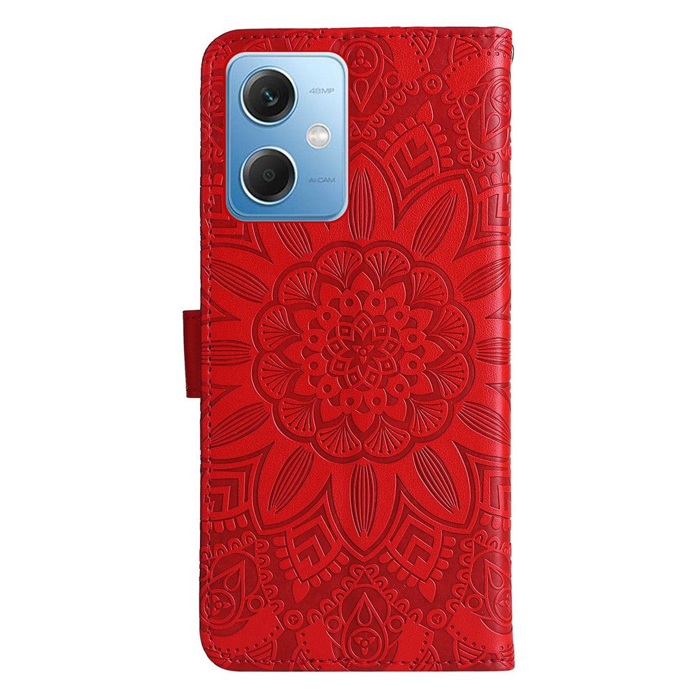 For Xiaomi Redmi Note 12 5G (Global) / (India) / (China) / Poco X5 5G Imprinted Sunflower PU Leather Wallet Case Flip Stand Folio Phone Cover with Strap
