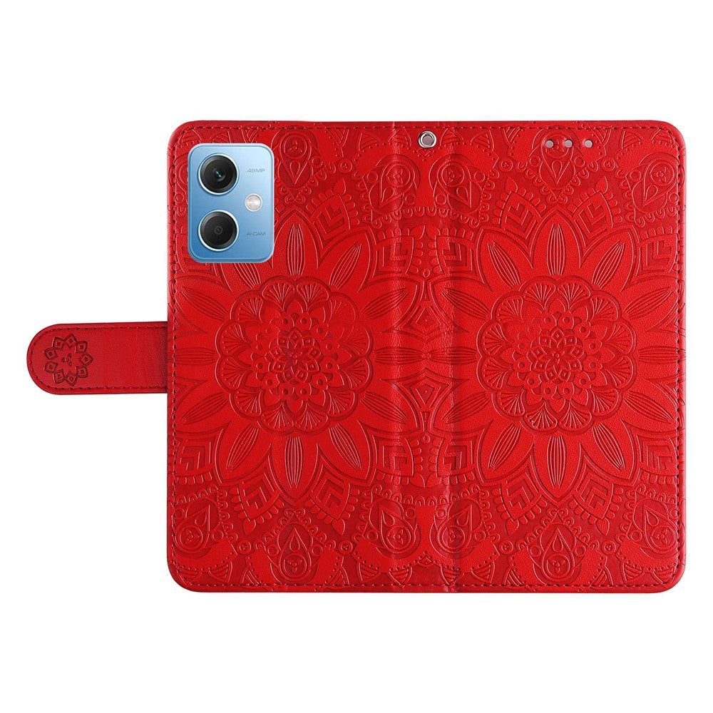 For Xiaomi Redmi Note 12 5G (Global) / (India) / (China) / Poco X5 5G Imprinted Sunflower PU Leather Wallet Case Flip Stand Folio Phone Cover with Strap
