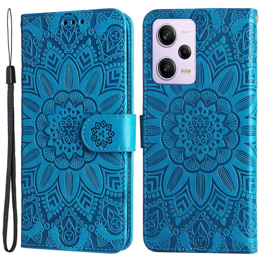 For Xiaomi Redmi Note 12 Pro 5G  / Note 12 Pro Speed 5G / Poco X5 Pro 5G  PU Leather Sunflower Imprinted Phone Case Magnetic Closure Stand Flip Cover with Wrist Strap