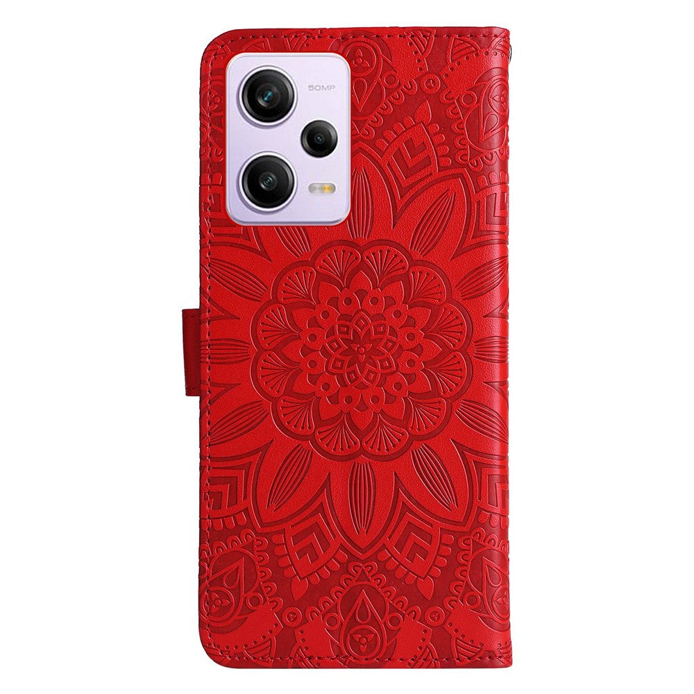 For Xiaomi Redmi Note 12 Pro 5G  / Note 12 Pro Speed 5G / Poco X5 Pro 5G  PU Leather Sunflower Imprinted Phone Case Magnetic Closure Stand Flip Cover with Wrist Strap