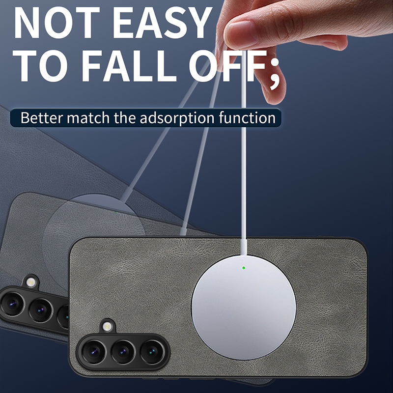 WANLONFENG For Samsung Galaxy A27 5G SD1 Series Magnetic Case Nappa Texture PC TPU Phone Cover