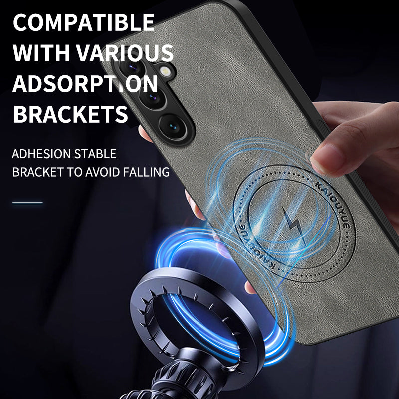 WANLONFENG For Samsung Galaxy A27 5G SD1 Series Magnetic Case Nappa Texture PC TPU Phone Cover
