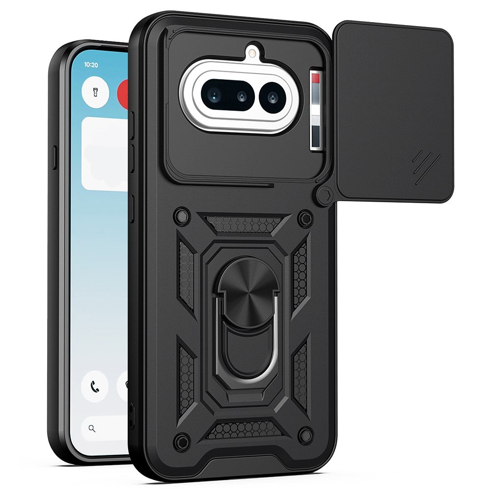 For Nothing Phone (4a) Case with Slide Camera Lid PC + TPU Kickstand Phone Cover