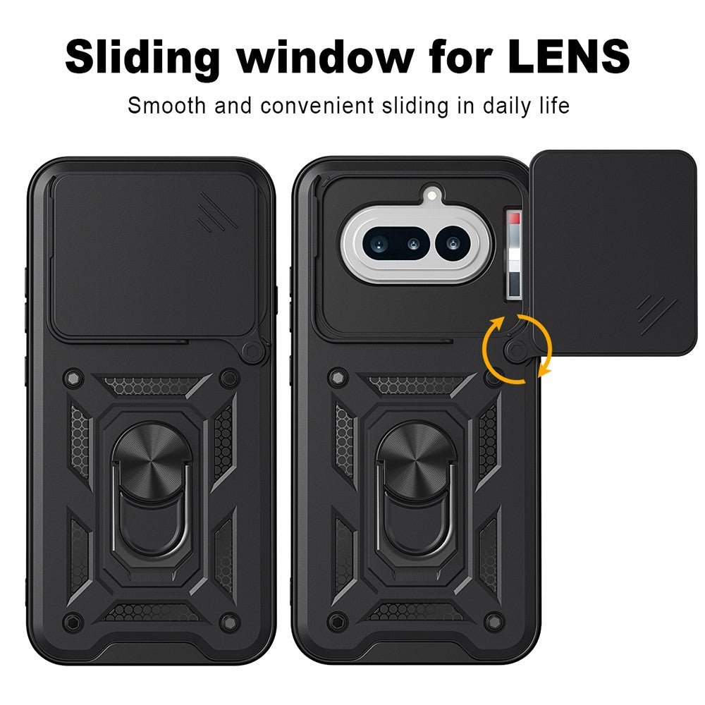 For Nothing Phone (4a) Case with Slide Camera Lid PC + TPU Kickstand Phone Cover