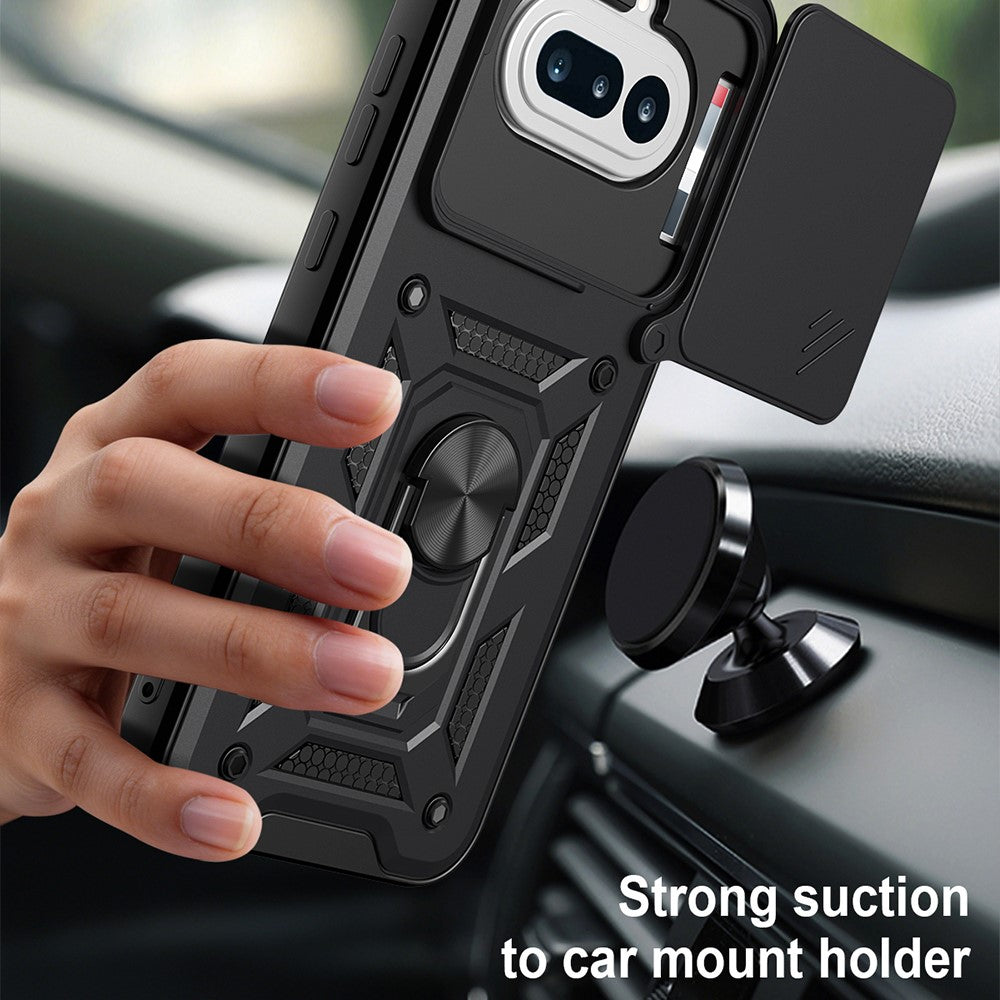 For Nothing Phone (4a) Case with Slide Camera Lid PC + TPU Kickstand Phone Cover