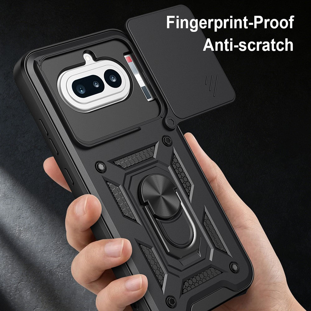 For Nothing Phone (4a) Case with Slide Camera Lid PC + TPU Kickstand Phone Cover