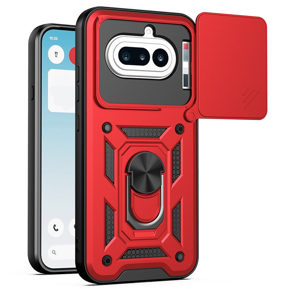 For Nothing Phone (4a) Case with Slide Camera Lid PC + TPU Kickstand Phone Cover