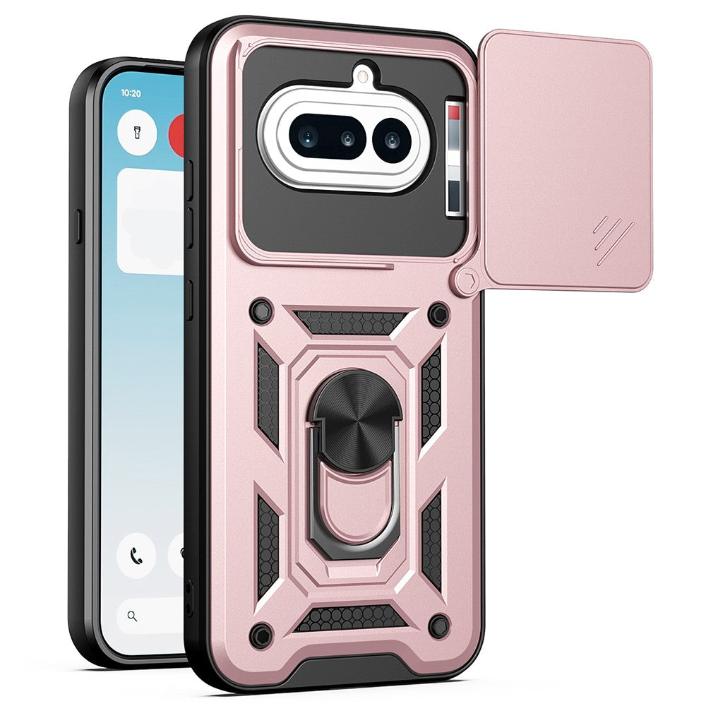 For Nothing Phone (4a) Case with Slide Camera Lid PC + TPU Kickstand Phone Cover