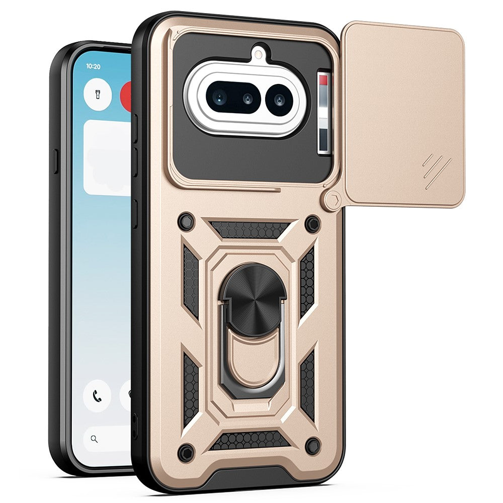 For Nothing Phone (4a) Case with Slide Camera Lid PC + TPU Kickstand Phone Cover