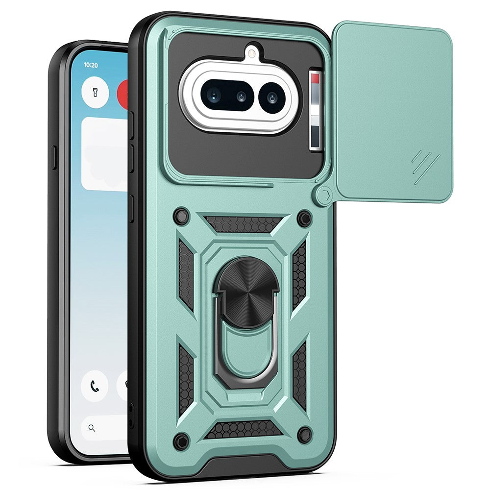For Nothing Phone (4a) Case with Slide Camera Lid PC + TPU Kickstand Phone Cover