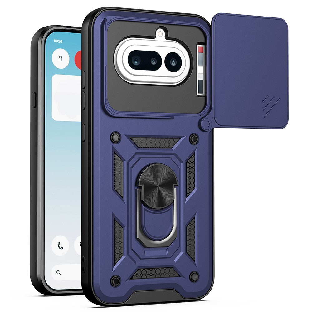 For Nothing Phone (4a) Case with Slide Camera Lid PC + TPU Kickstand Phone Cover