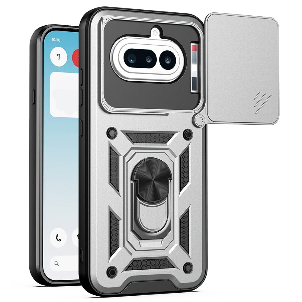 For Nothing Phone (4a) Case with Slide Camera Lid PC + TPU Kickstand Phone Cover