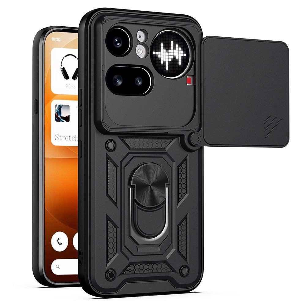 For Nothing Phone (4a) Pro Case with Slide Camera Lid PC + TPU Kickstand Phone Cover