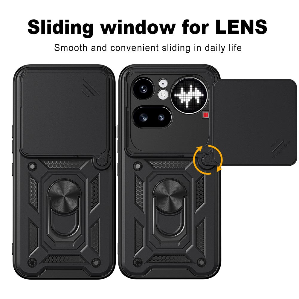 For Nothing Phone (4a) Pro Case with Slide Camera Lid PC + TPU Kickstand Phone Cover