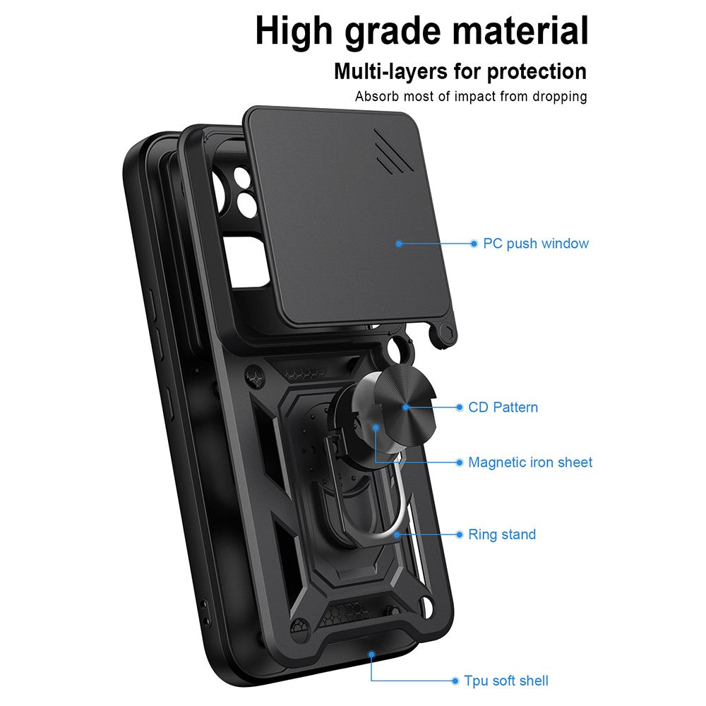 For Nothing Phone (4a) Pro Case with Slide Camera Lid PC + TPU Kickstand Phone Cover