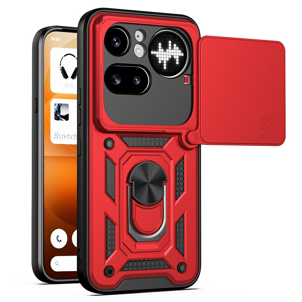 For Nothing Phone (4a) Pro Case with Slide Camera Lid PC + TPU Kickstand Phone Cover