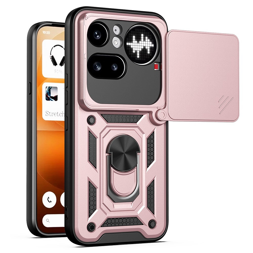 For Nothing Phone (4a) Pro Case with Slide Camera Lid PC + TPU Kickstand Phone Cover