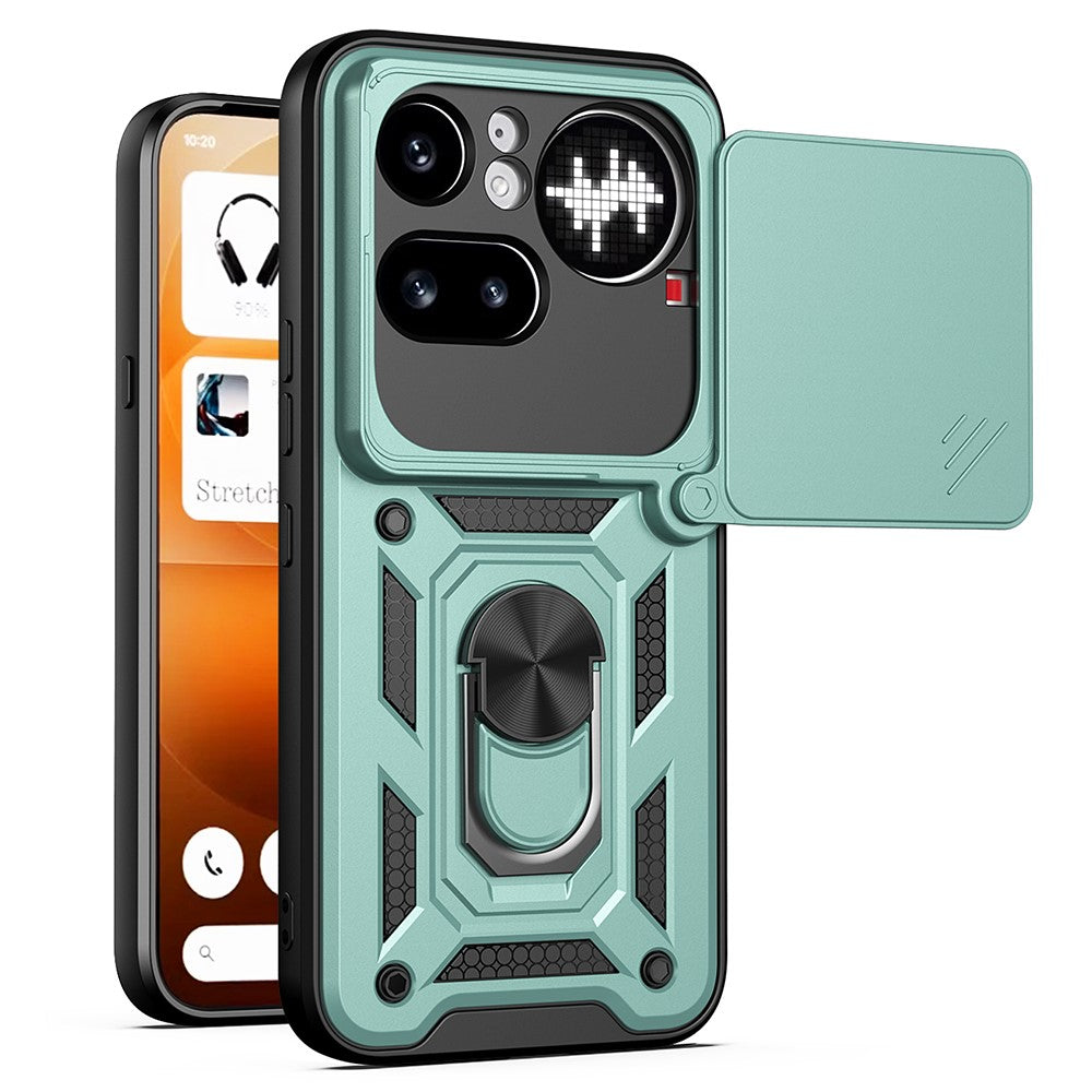For Nothing Phone (4a) Pro Case with Slide Camera Lid PC + TPU Kickstand Phone Cover