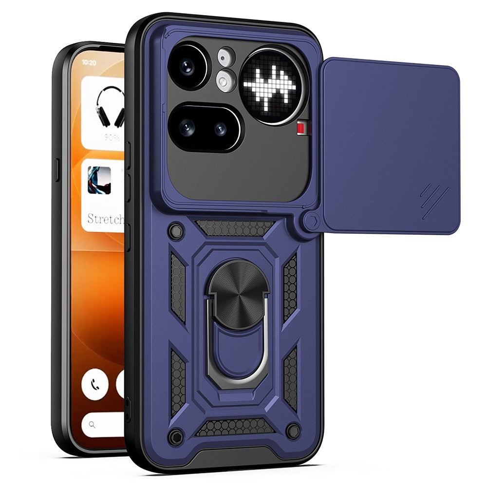 For Nothing Phone (4a) Pro Case with Slide Camera Lid PC + TPU Kickstand Phone Cover
