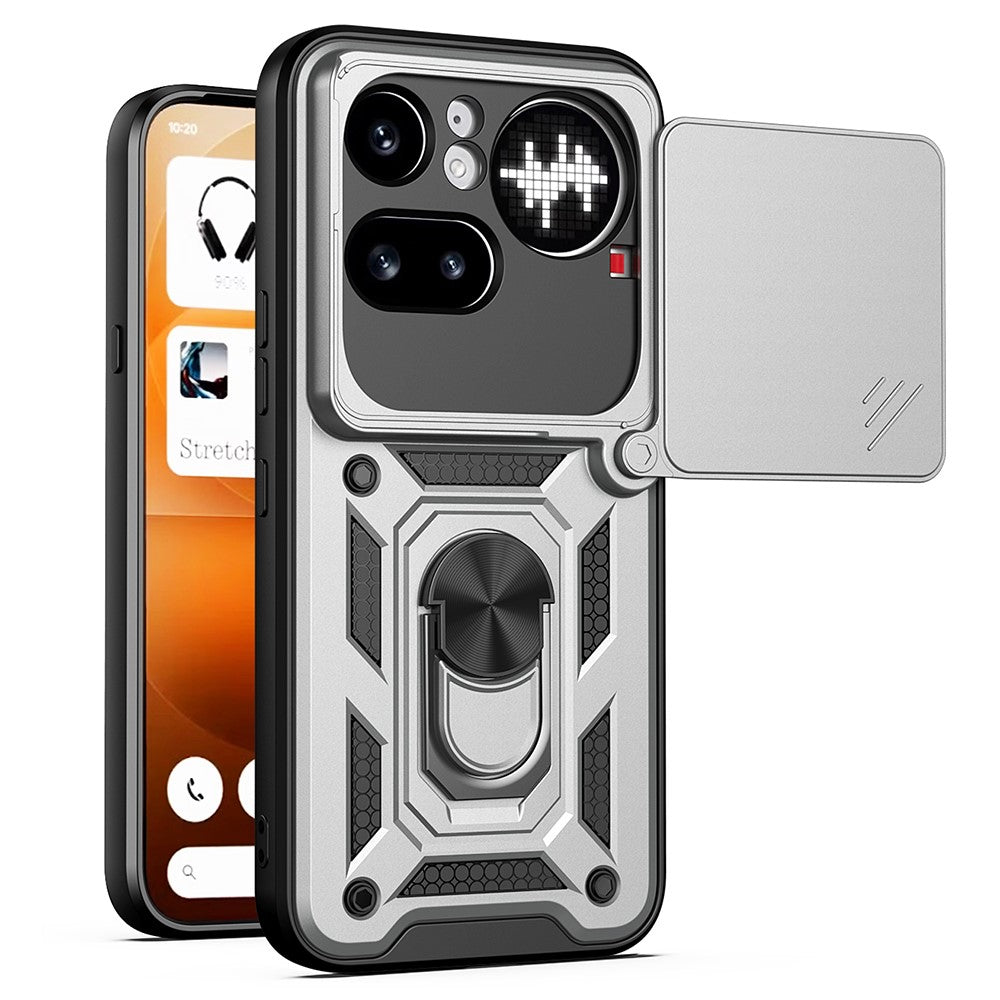 For Nothing Phone (4a) Pro Case with Slide Camera Lid PC + TPU Kickstand Phone Cover