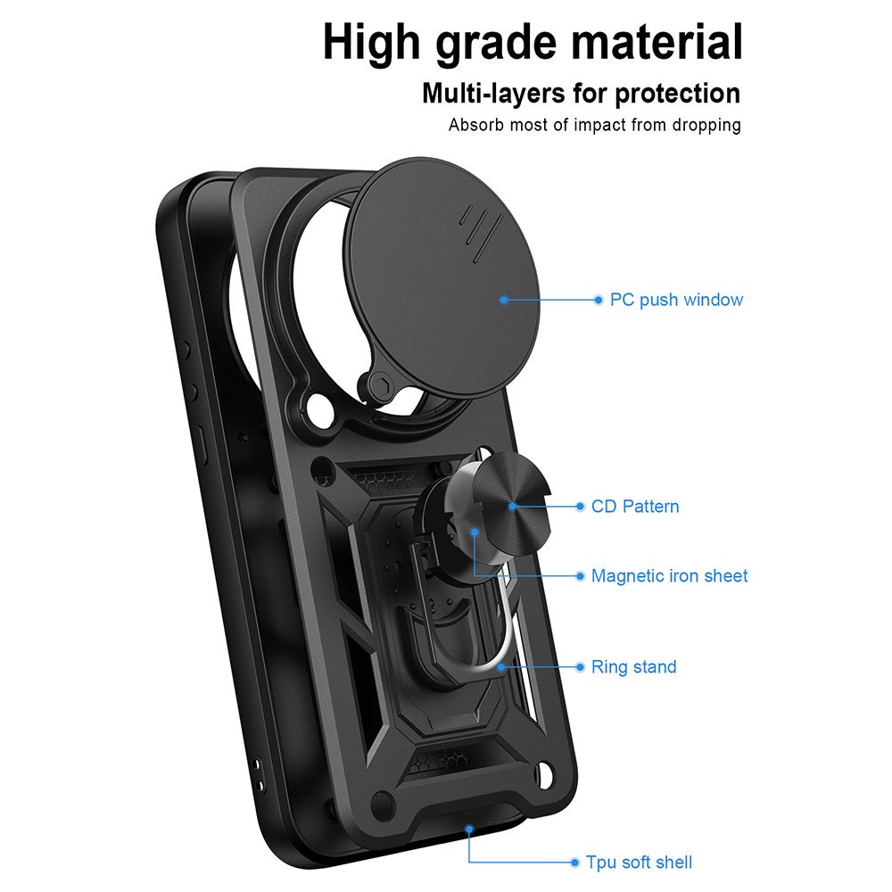For Xiaomi 17 Ultra 5G Case with Slide Camera Lid PC + TPU Kickstand Phone Cover
