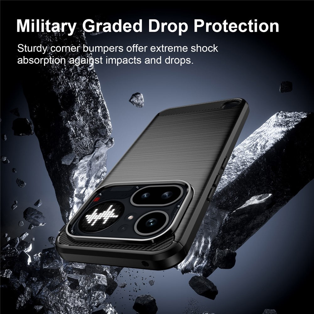 For Nothing Phone (4a) Pro TPU Case Protective Phone Cover Carbon Fiber Texture Brushed